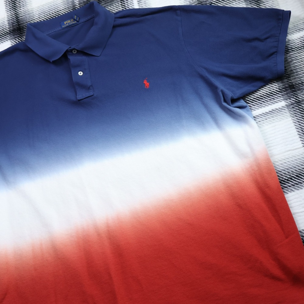 Polo Ralph Lauren Ombre Dip Dye Red White Blue Polo Shirt 4XLT